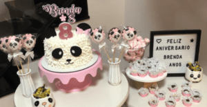 Decoração de aniversário tema panda rosa simples feito em casa